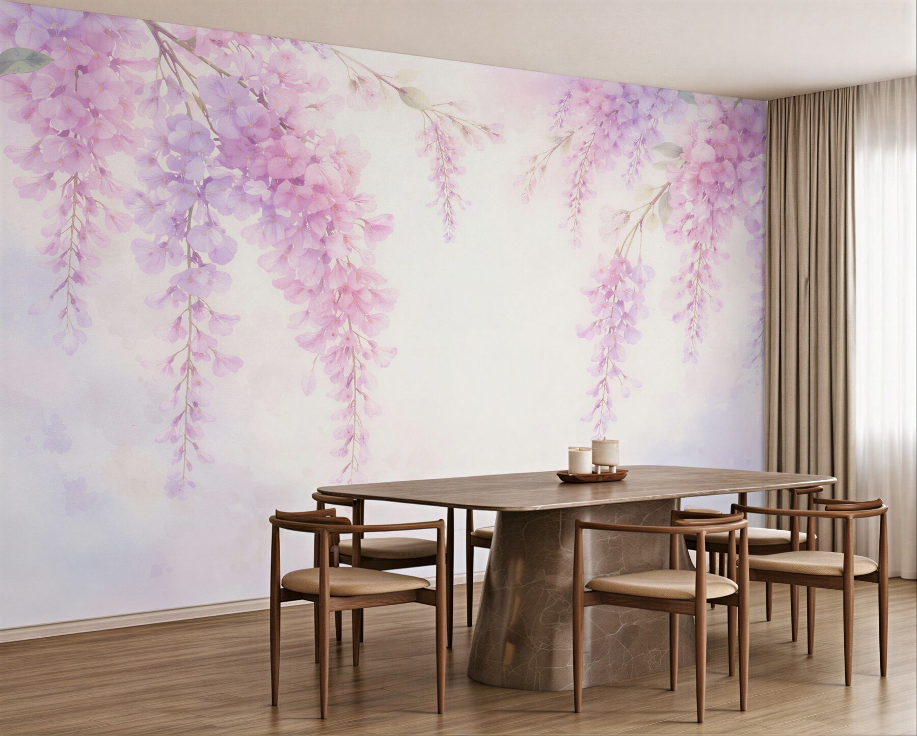 Fototapeten pastellige Kaskaden aus Blumen