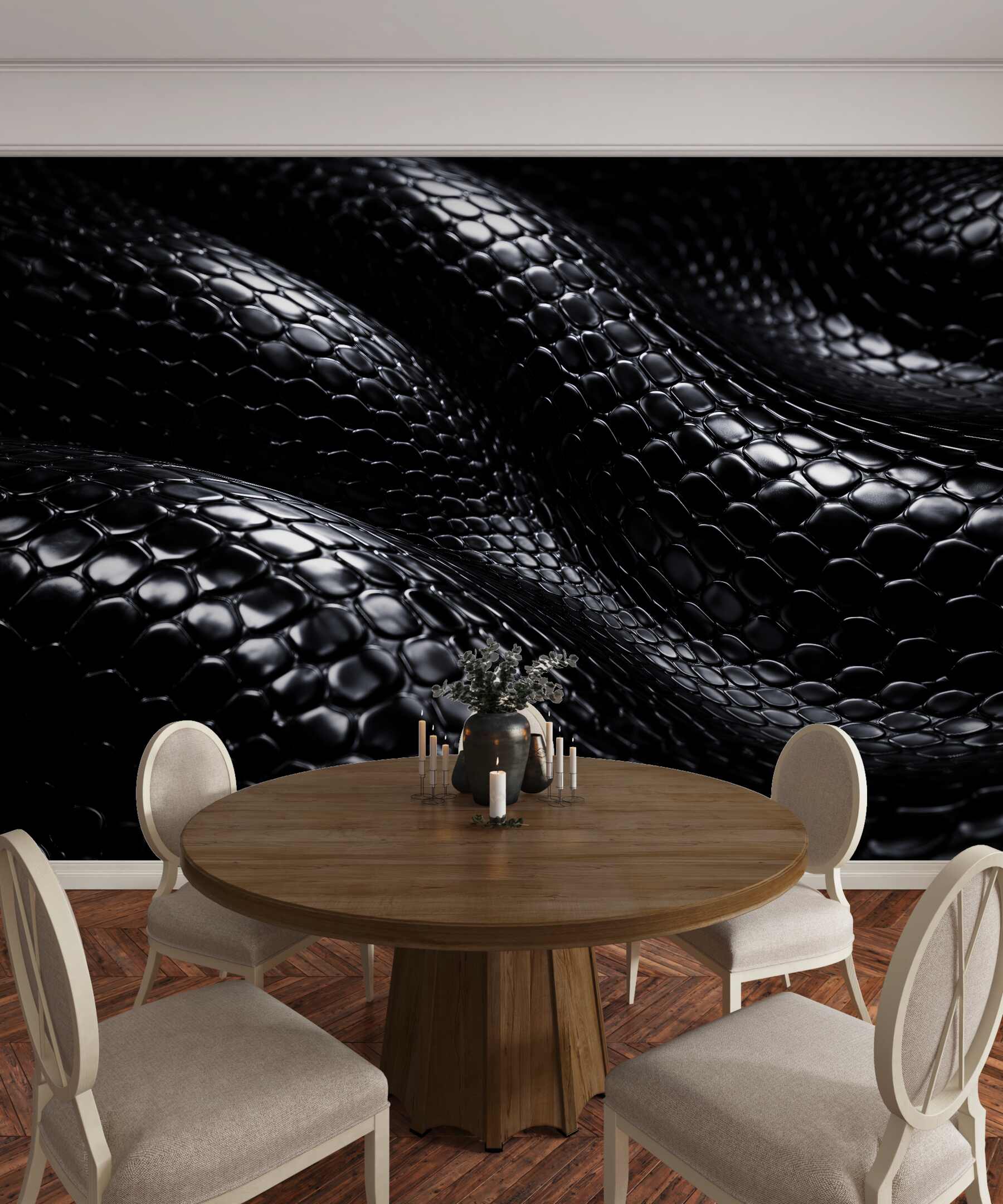 Fototapeten Schwarze wellenförmige 3D-Struktur