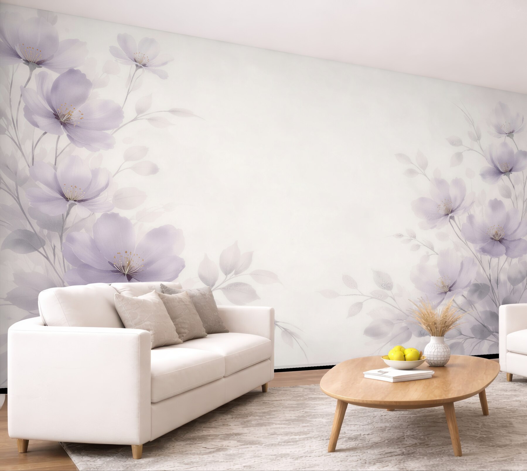 Fototapeten Lavendelblüten im Aquarellnebel