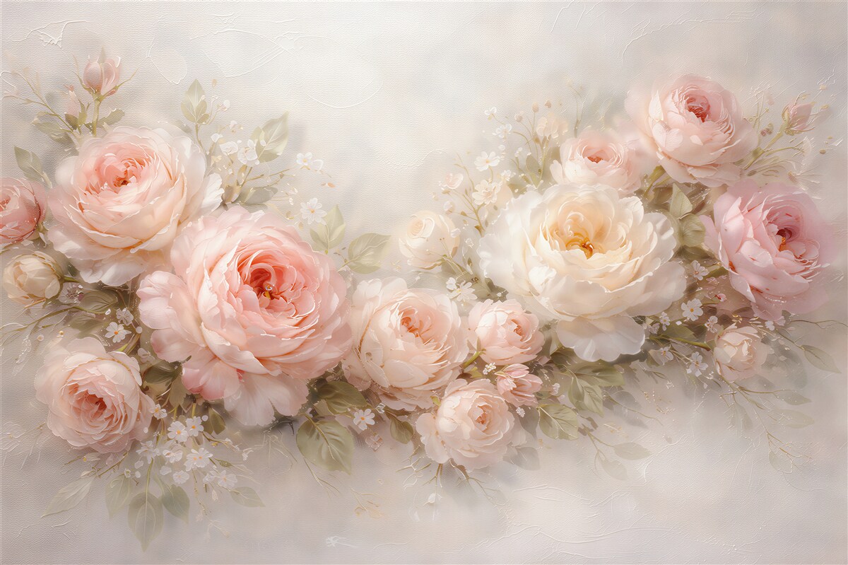 Fototapeten Puderfarbene Rosen in romantischem Bouquet
