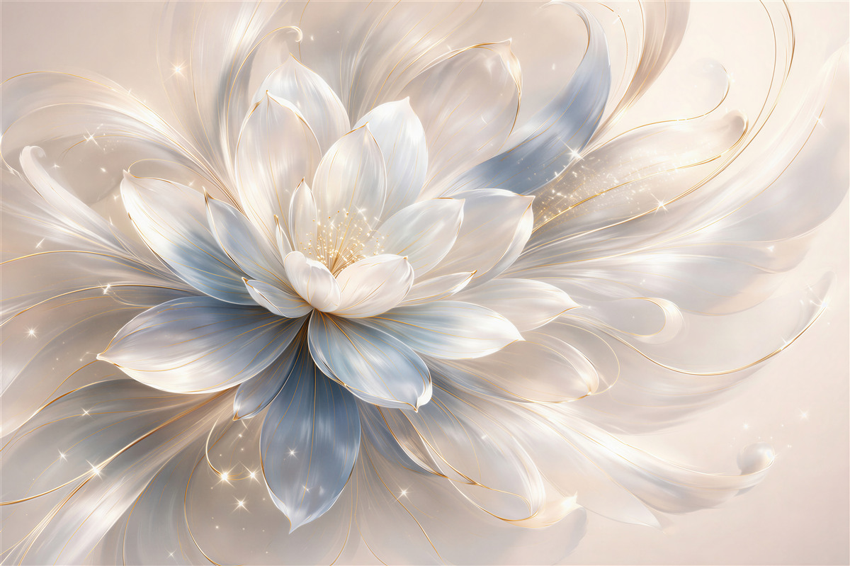 Fototapeten Glänzende weiße Glamour-Blume