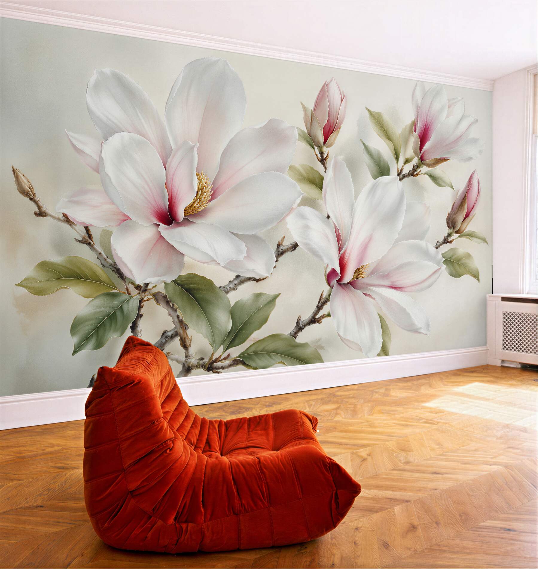 Fototapeten Subtile Magnolie auf Zweigen