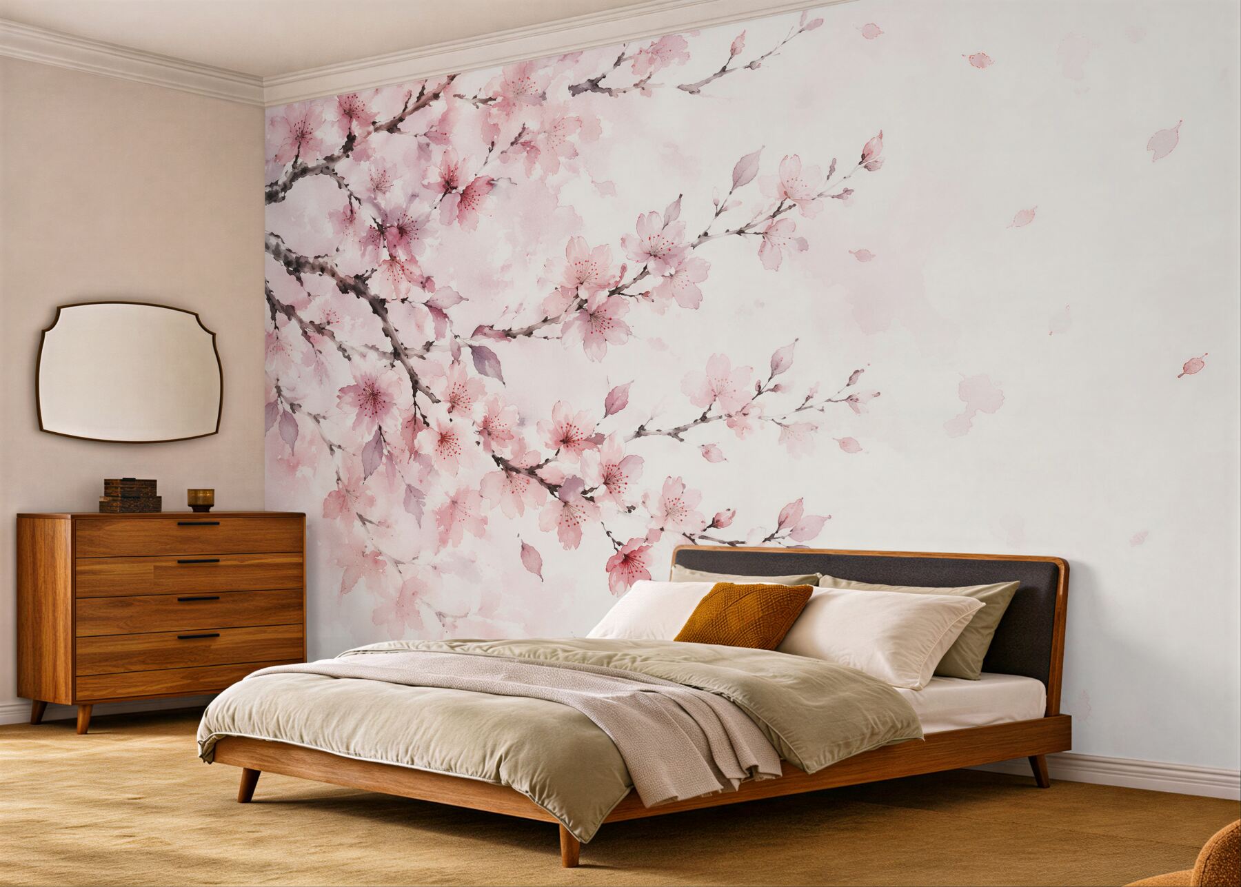 Fototapeten Aquarell-Kirschblüten