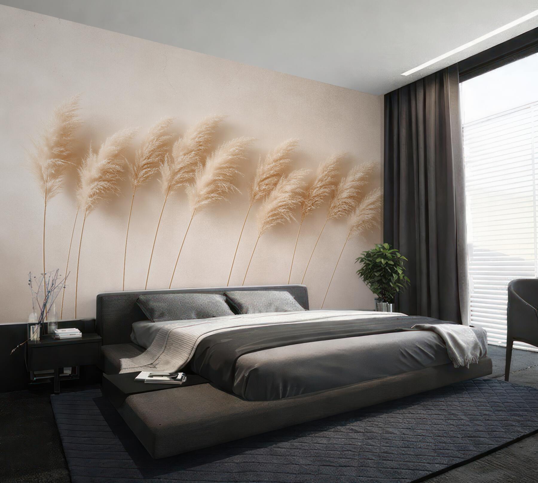Fototapeten Beige Gräser in sanfter Bewegung