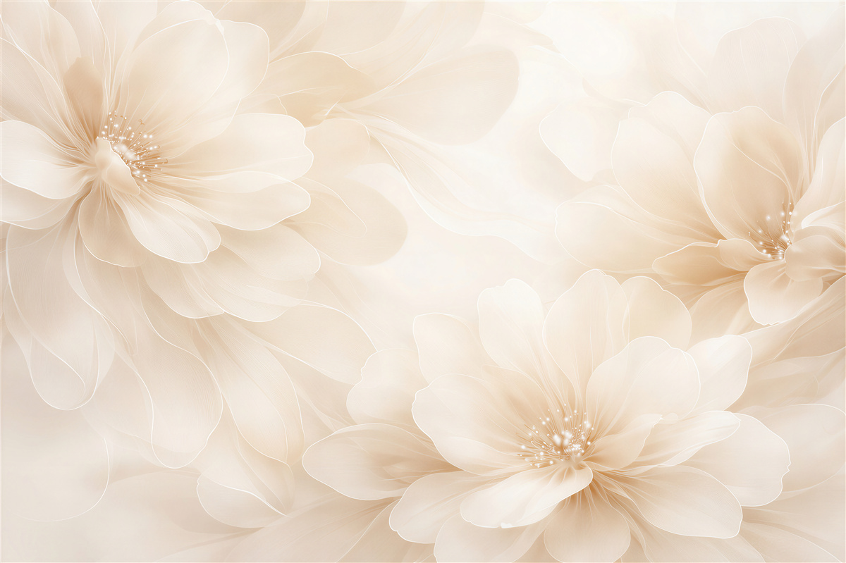 Fototapeten Cremefarbene Blumen im seidigen Schimmer