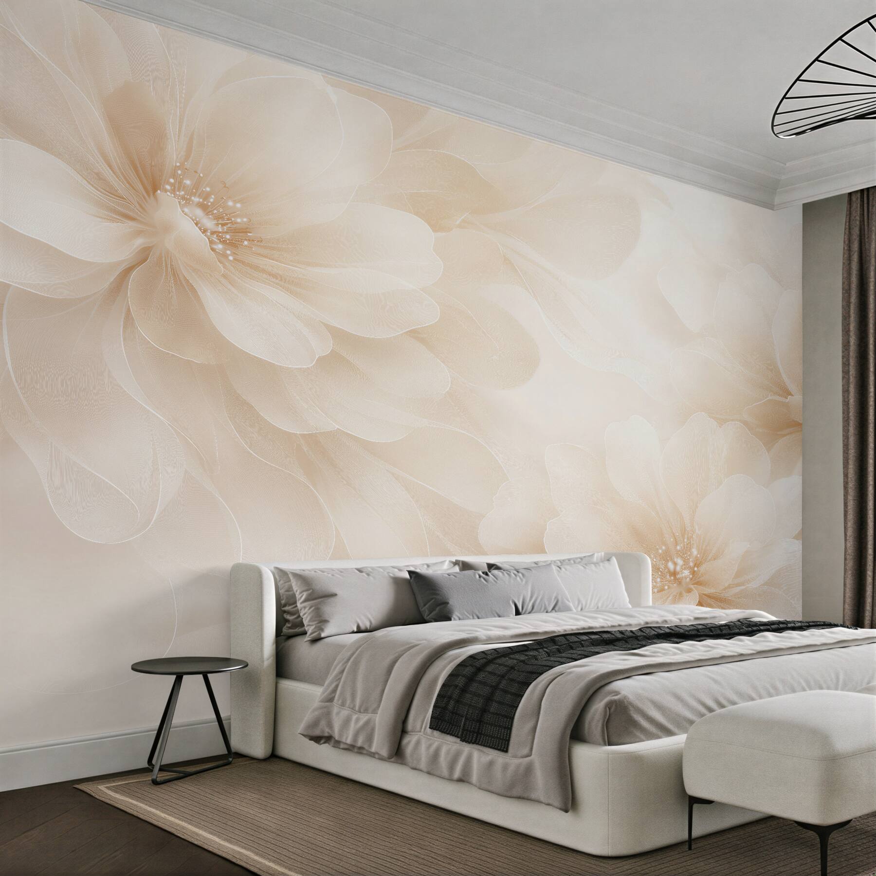 Fototapeten Cremefarbene Blumen im seidigen Schimmer