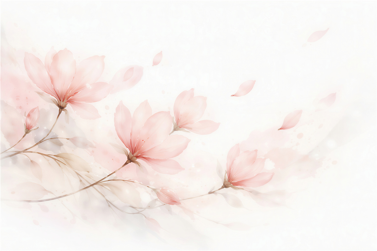 Fototapeten Pudrige Magnolien in Aquarell