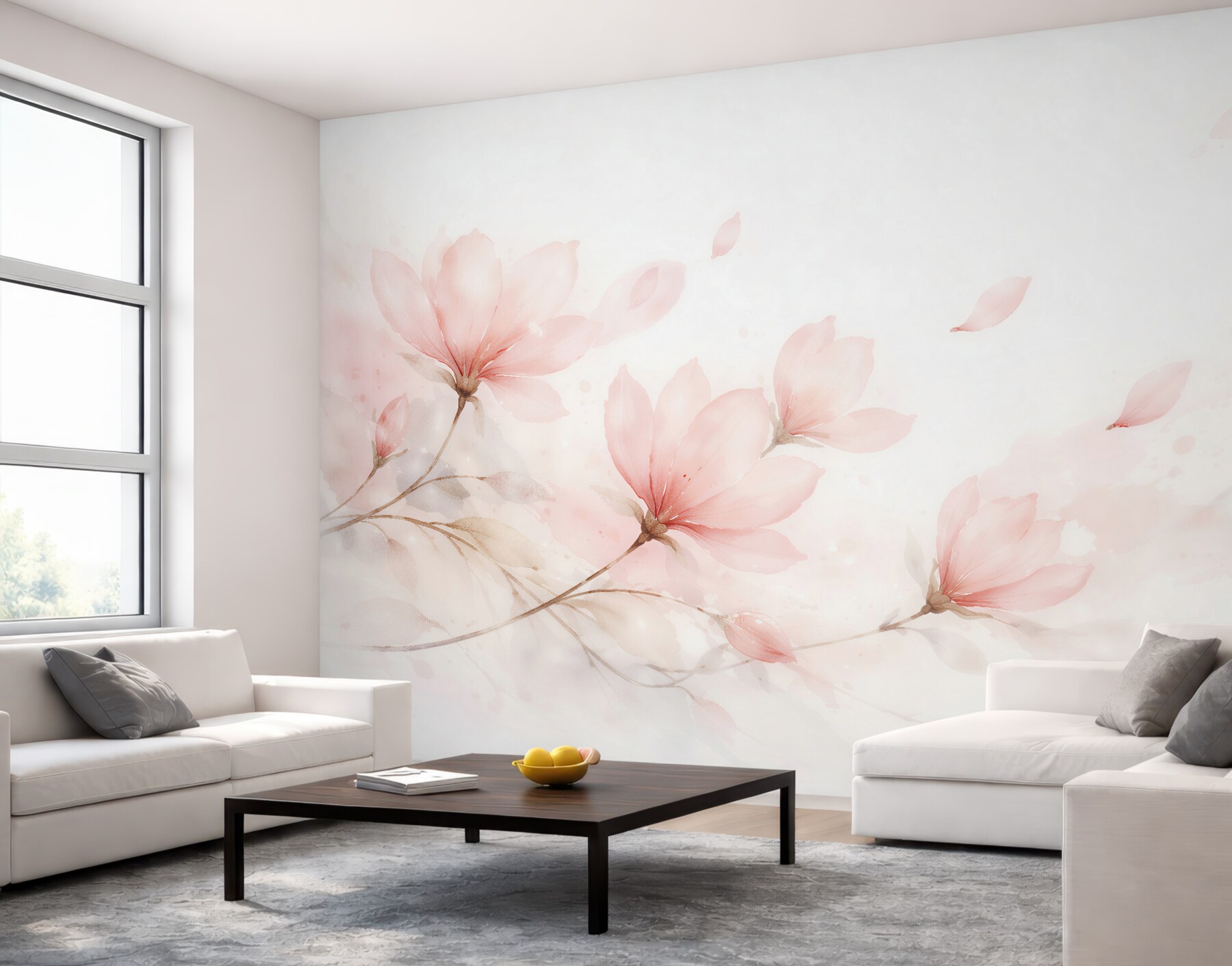Fototapeten Pudrige Magnolien in Aquarell