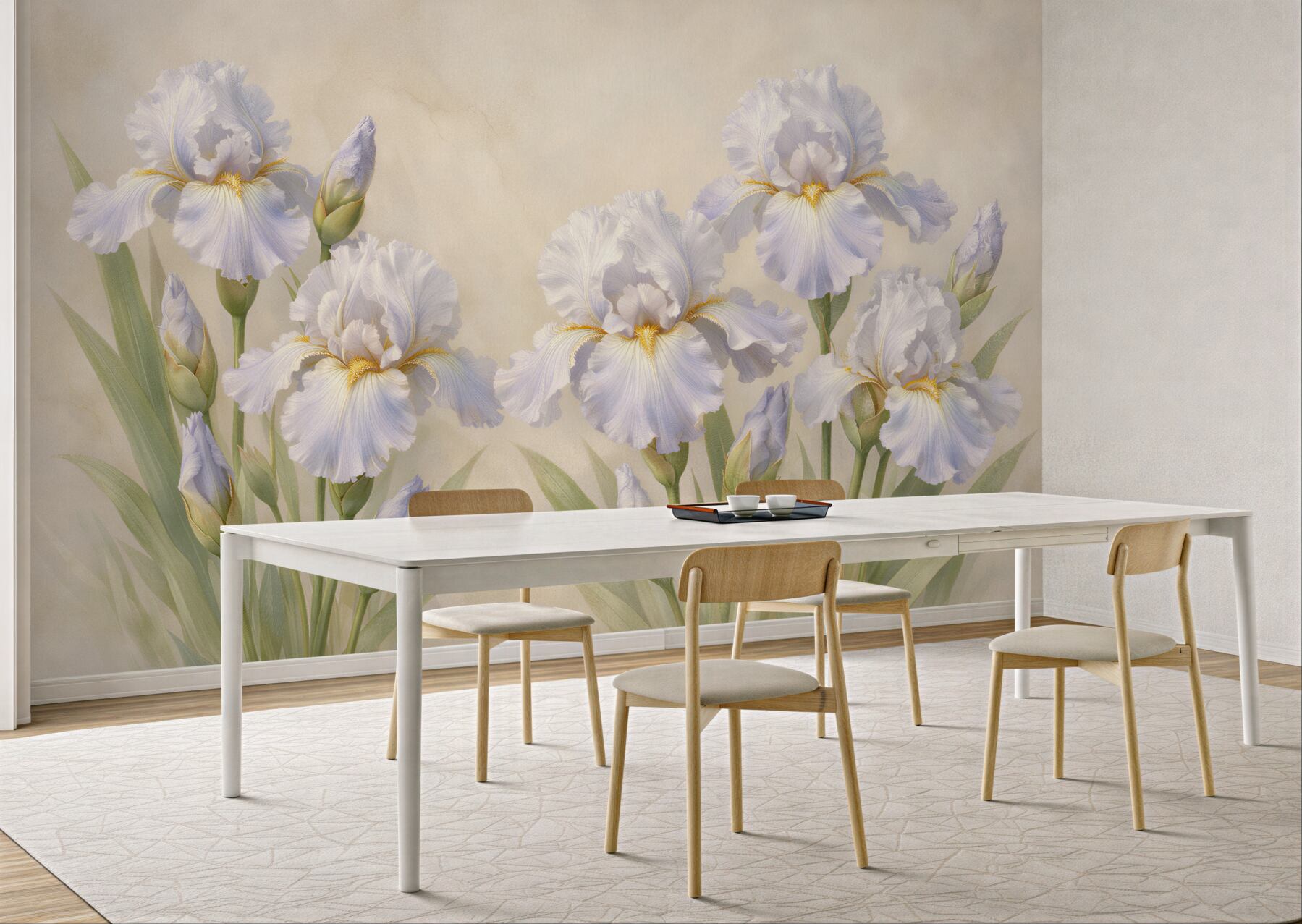 Fototapeten Cremefarbene Irisen in subtiler Eleganz