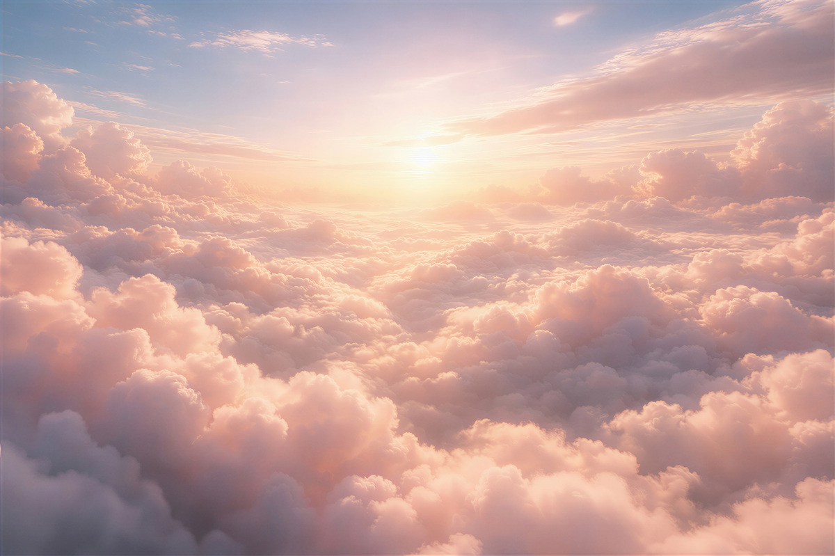Fototapeten Rosa Wolken im Morgengrauen