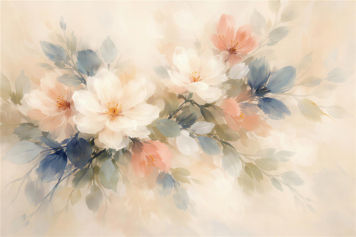 Fototapeten Verträumter Blumenstrauß in Pastelltönen