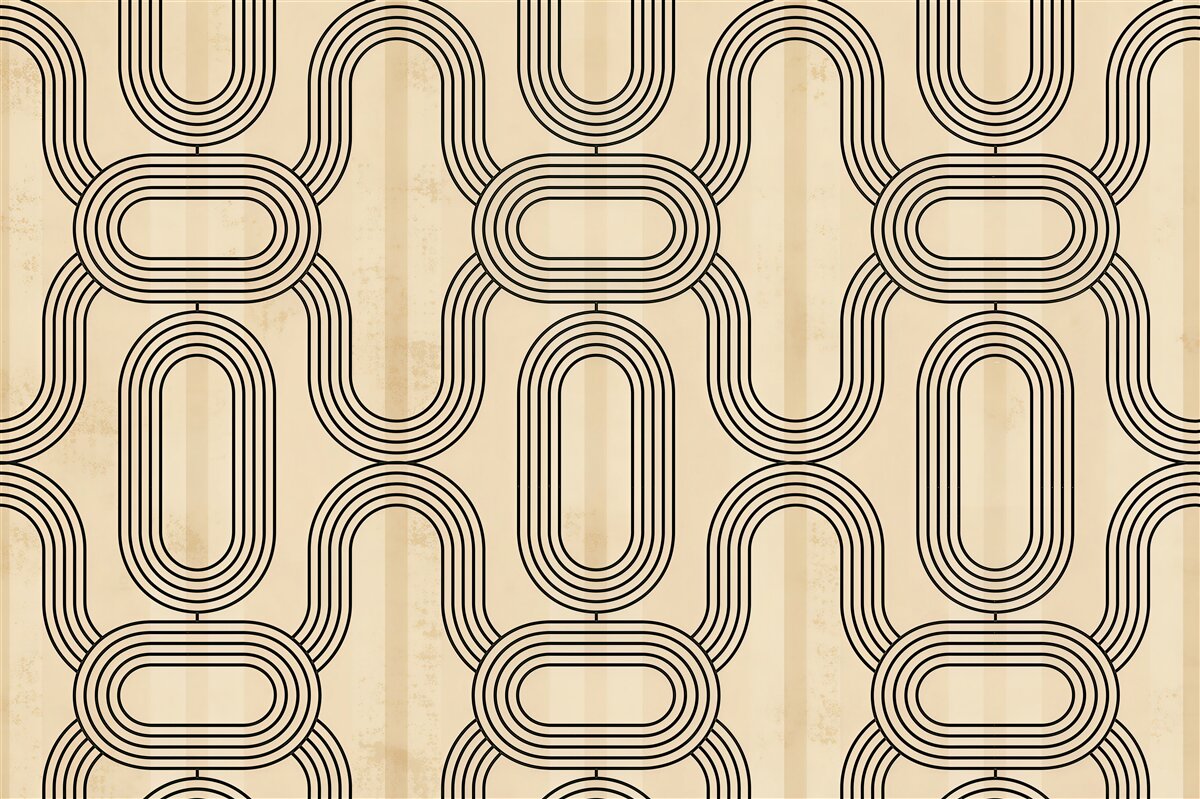 Fototapeten Geometrisches Retro-Muster in Beige