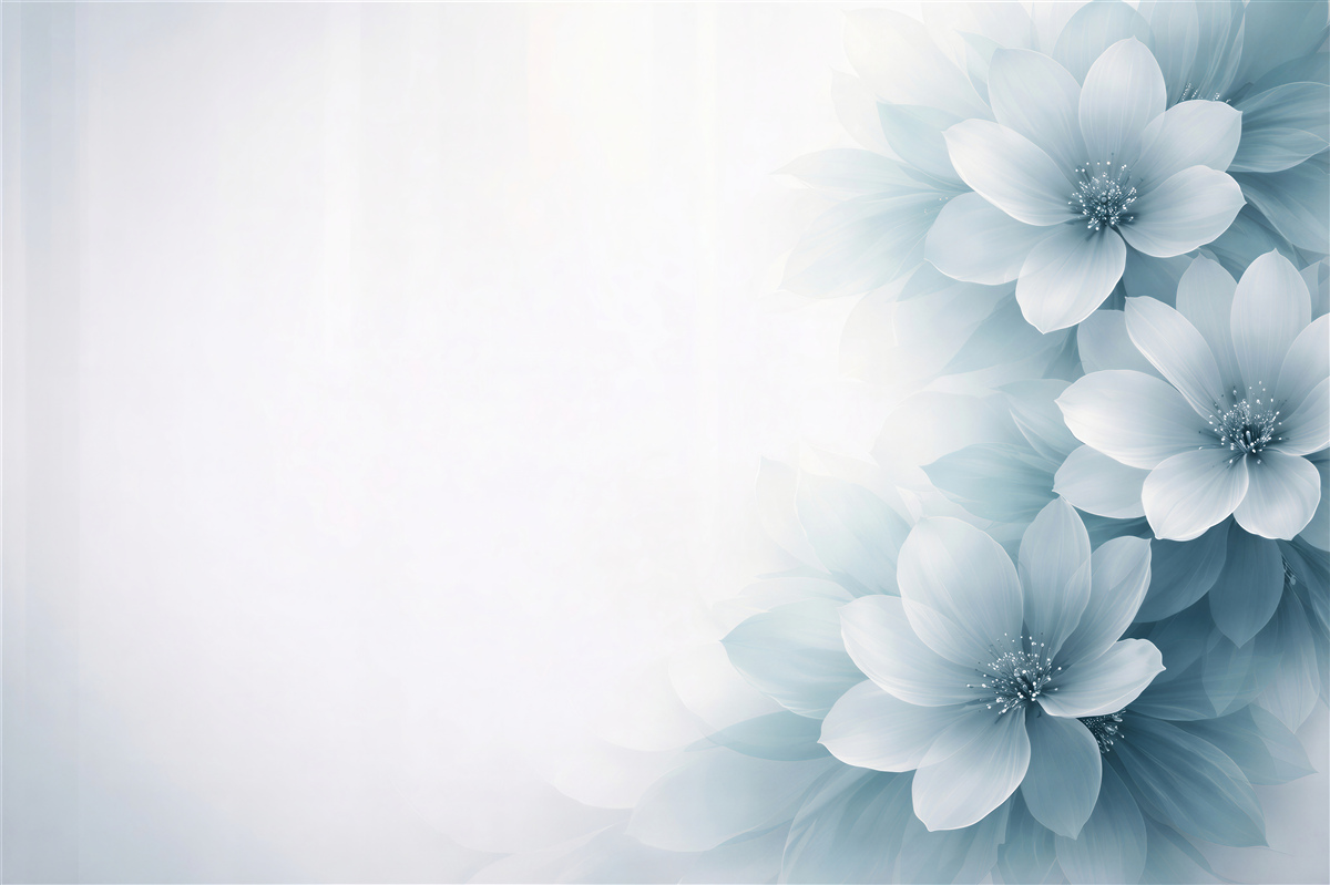 Fototapeten Blaue Blumen im sanften Nebel