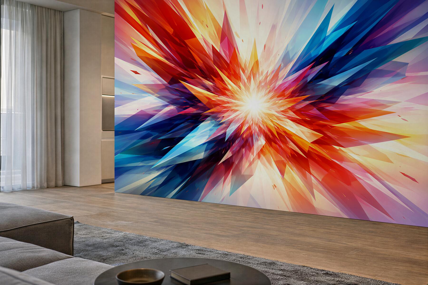 Fototapeten Energetische Explosion farbiger Formen