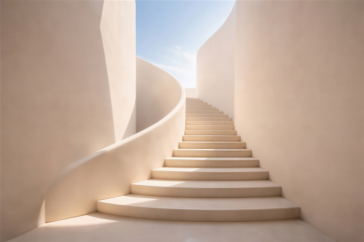 Fototapeten Minimalistische Treppe zum Himmel