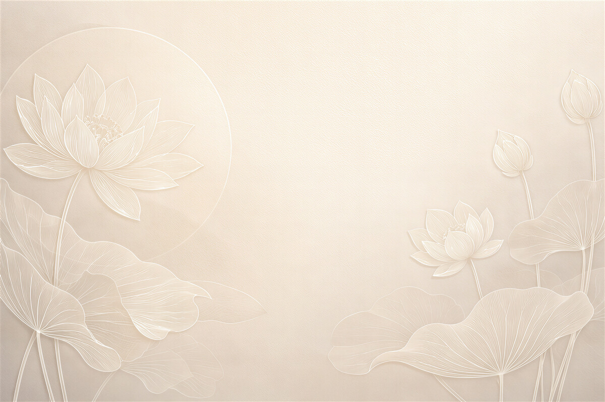 Fototapeten Minimalistische Lotusblüten auf beigem Hintergrund