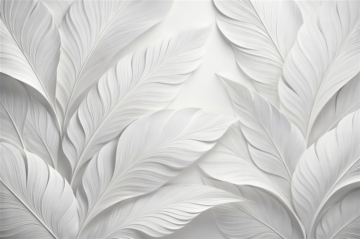 Fototapeten Weiße Blätter im eleganten Relief