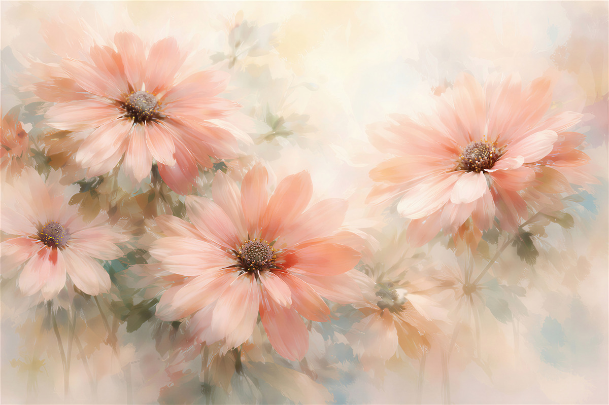 Fototapeten Pastellblumen in leuchtender Aquarelloptik