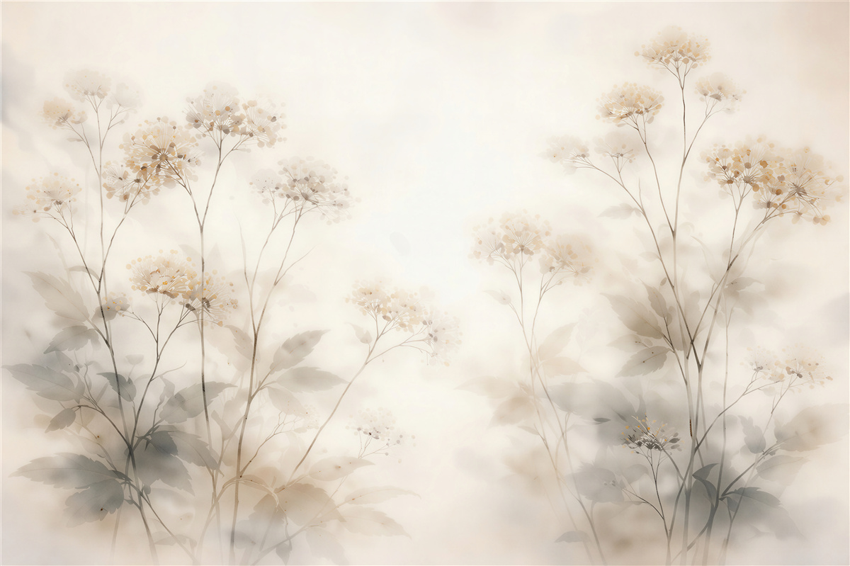 Fototapeten Zarte Wildblumen im Nebelschleier