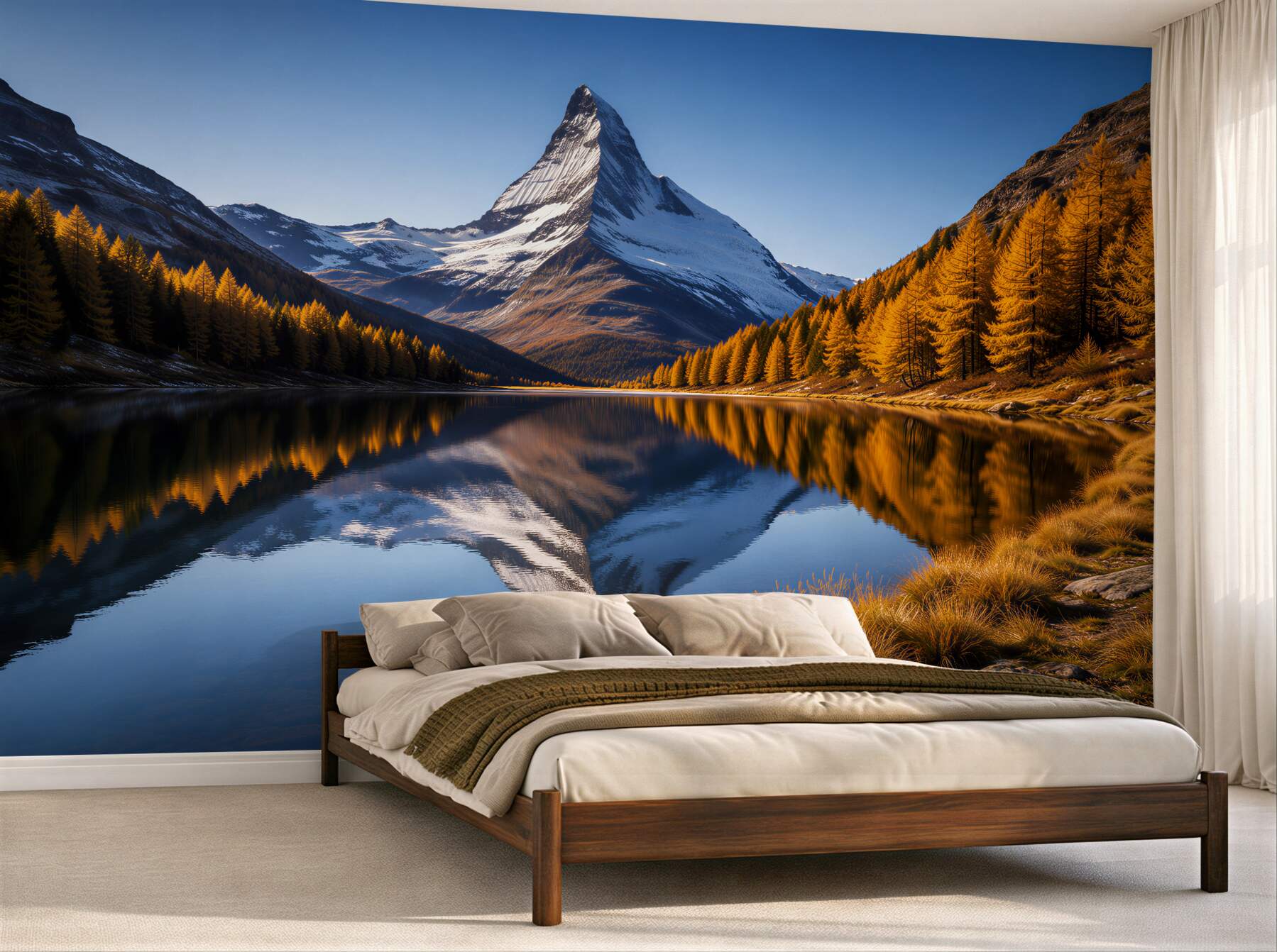 Fototapeten Bergspiegelung im Herbst