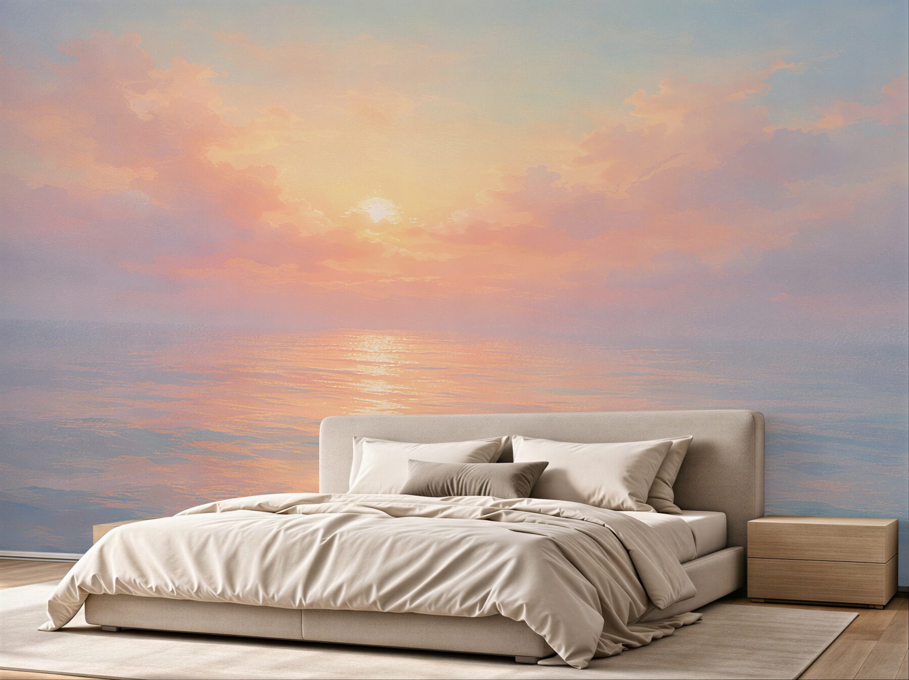 Fototapeten Pastellfarbener Sonnenaufgang über dem Meer