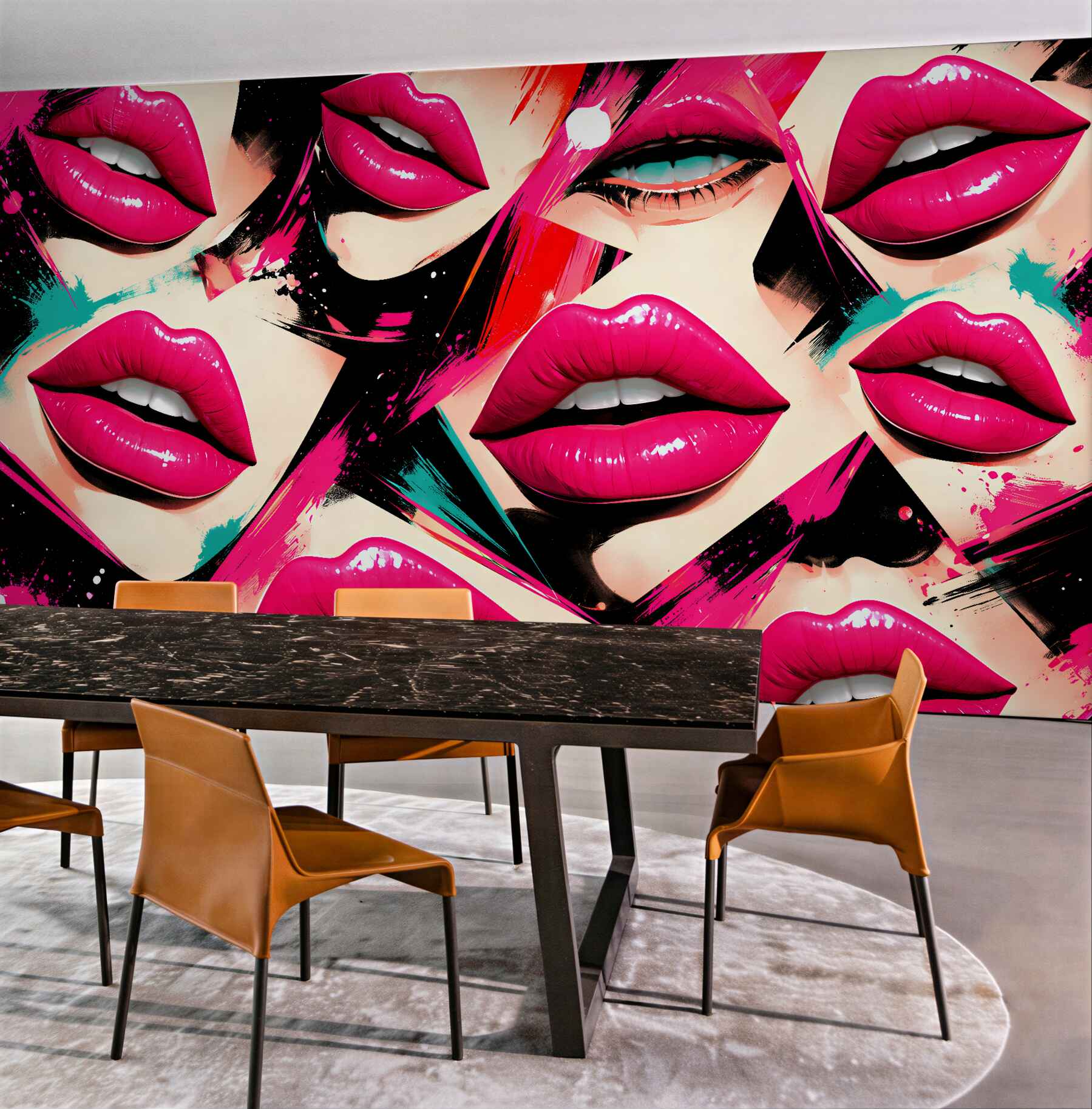 Fototapeten Neonlippen Pop-Art Glamour