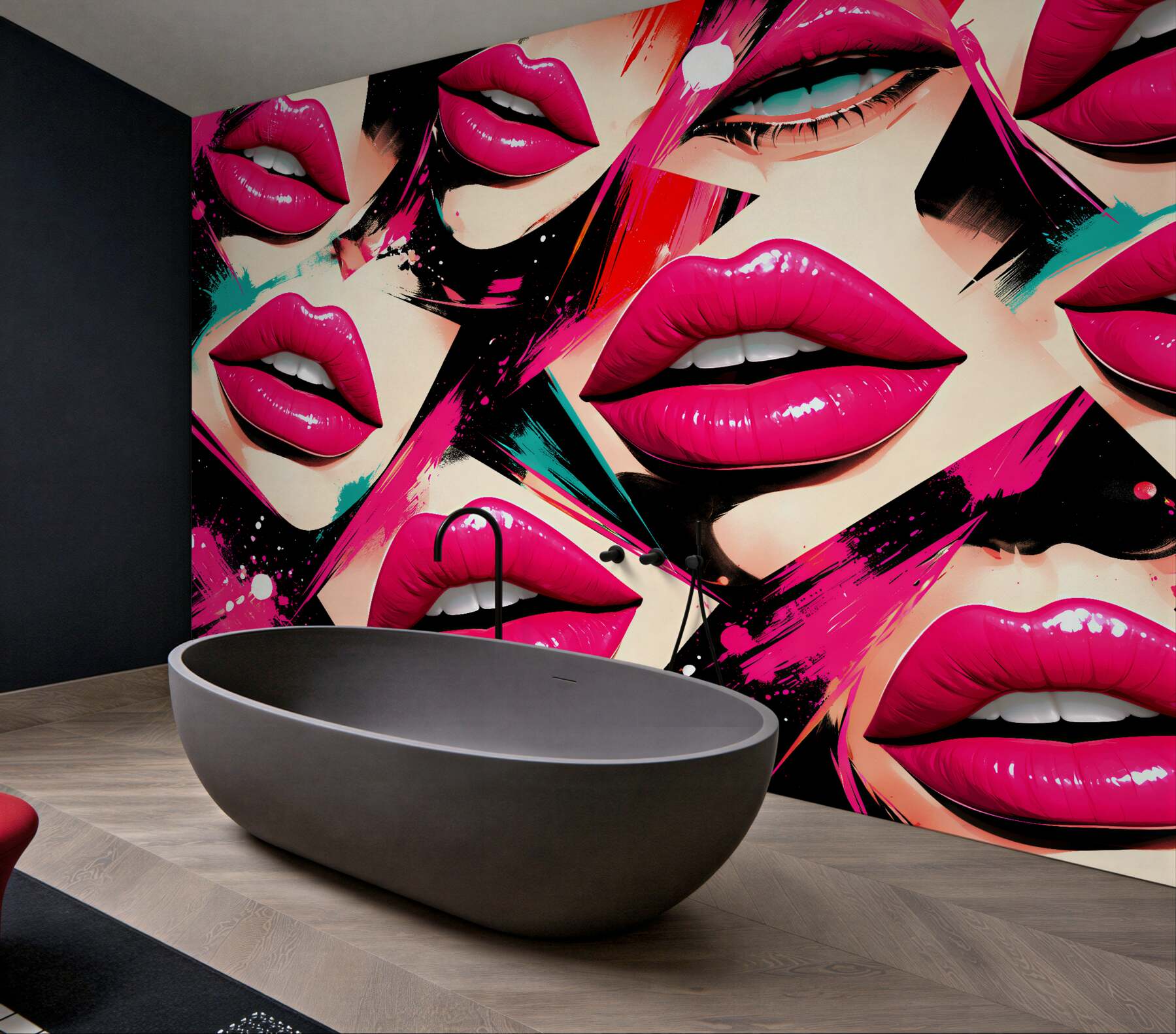 Fototapeten Neonlippen Pop-Art Glamour