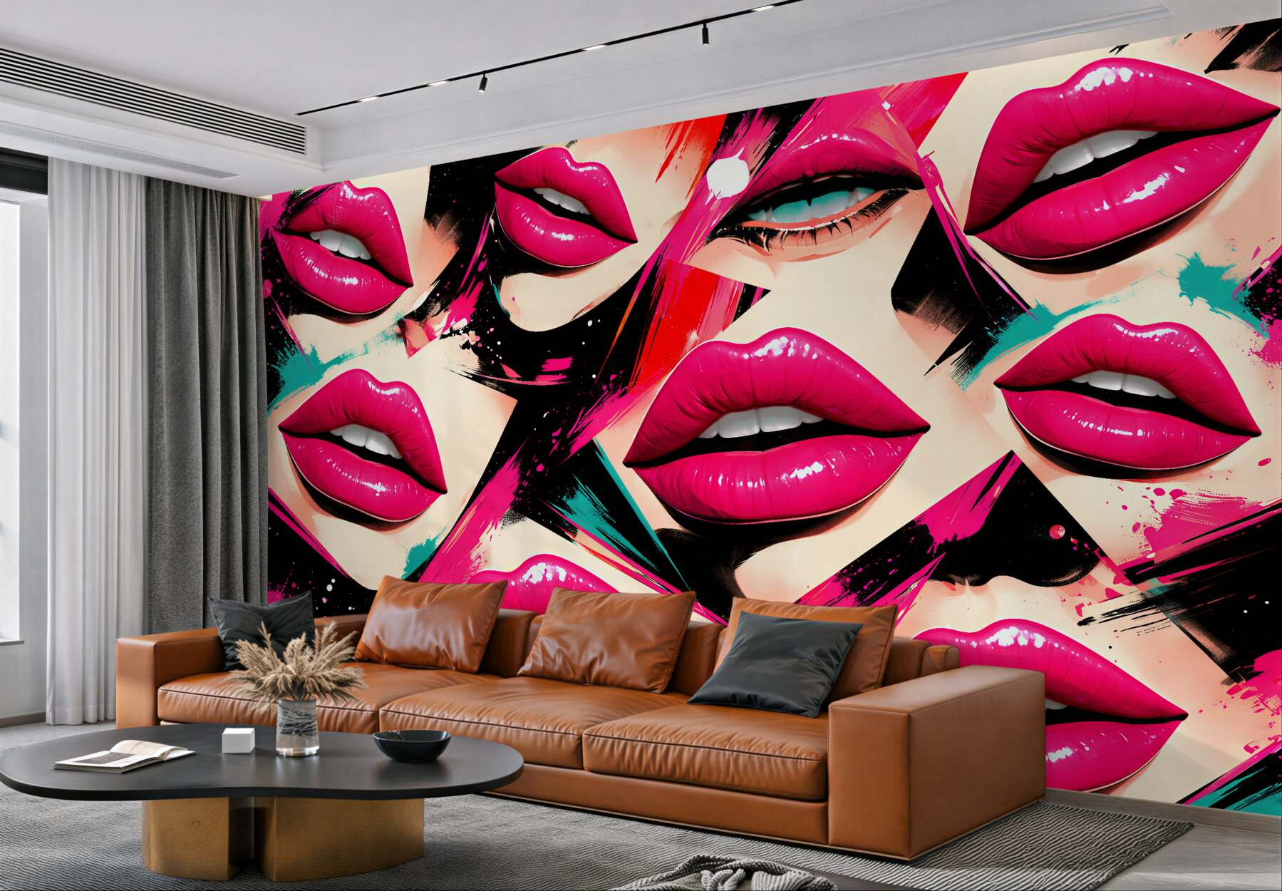 Fototapeten Neonlippen Pop-Art Glamour