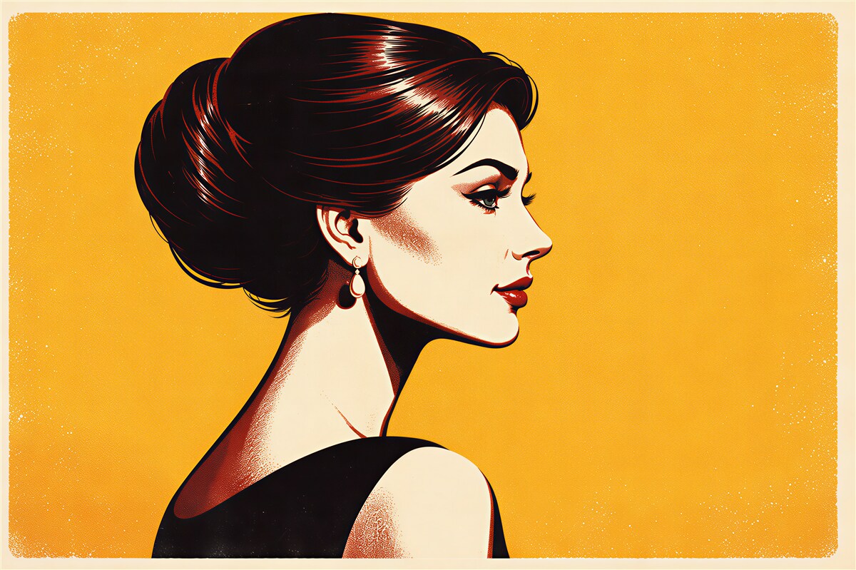 Fototapeten Elegantes Frauenprofil im Retro-Stil