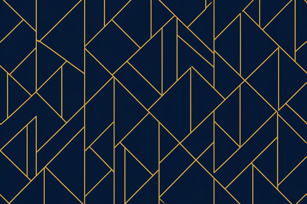 Fototapeten Marineblaue Geometrie mit goldener Linie
