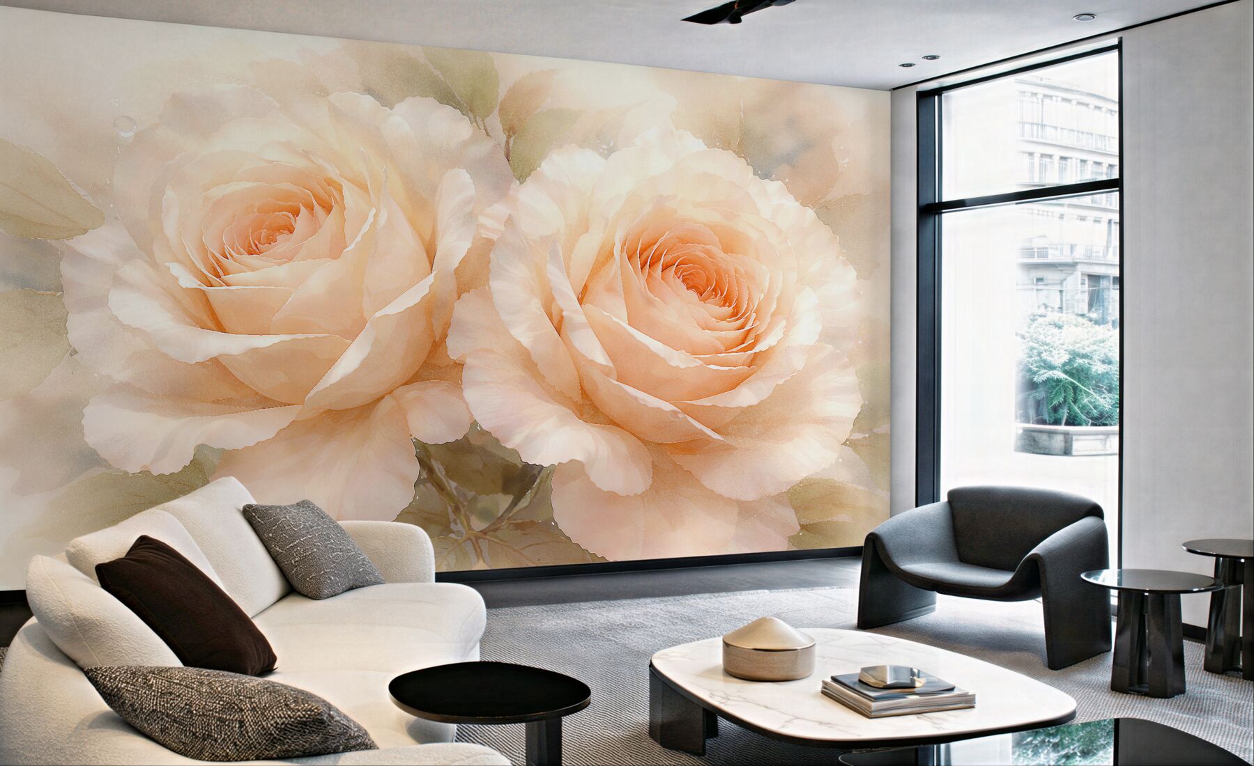 Fototapeten Cremefarbene Rosen in subtiler Aura