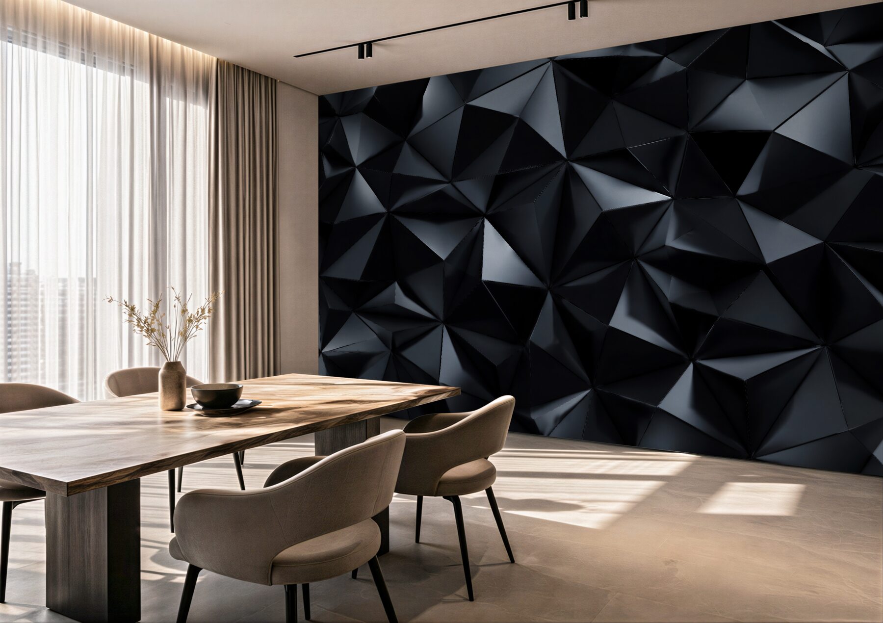 Fototapeten Schwarze geometrische 3D-Formen