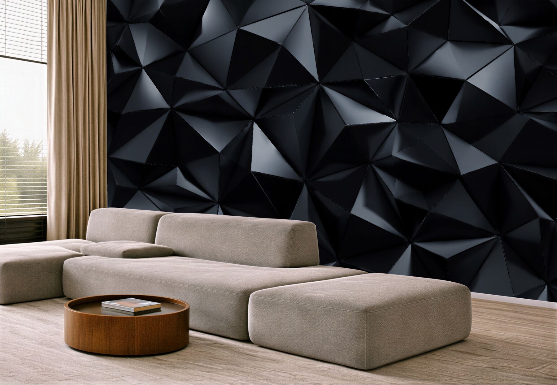 Fototapeten Schwarze geometrische 3D-Formen