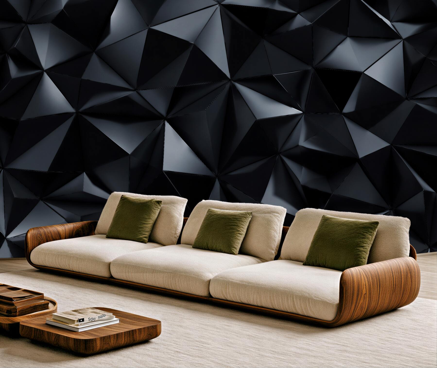 Fototapeten Schwarze geometrische 3D-Formen