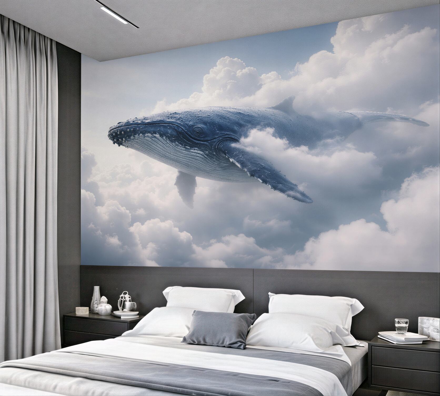 Fototapeten Wal inmitten weicher Wolken