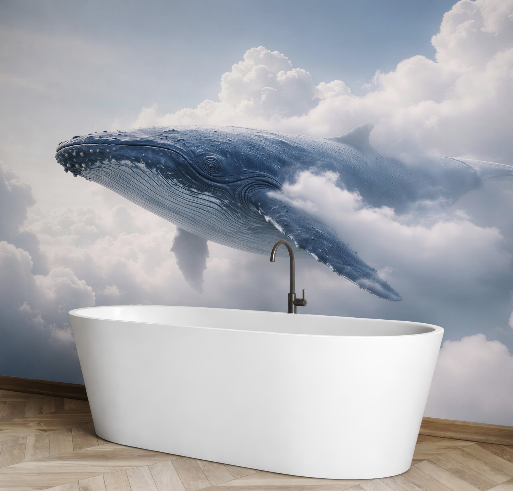 Fototapeten Wal inmitten weicher Wolken