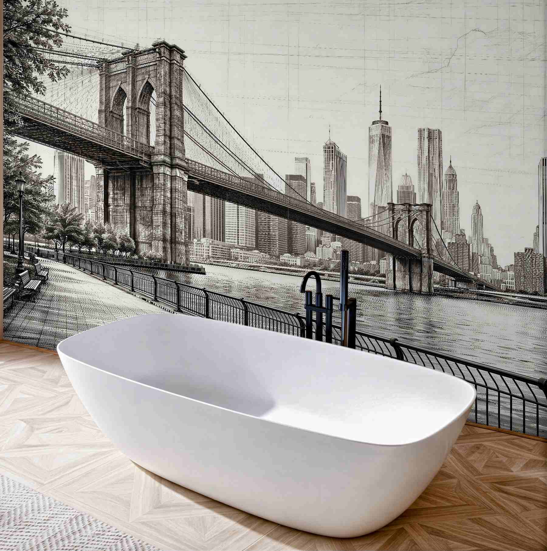 Fototapeten Skizze der Brooklyn Bridge in Manhattan