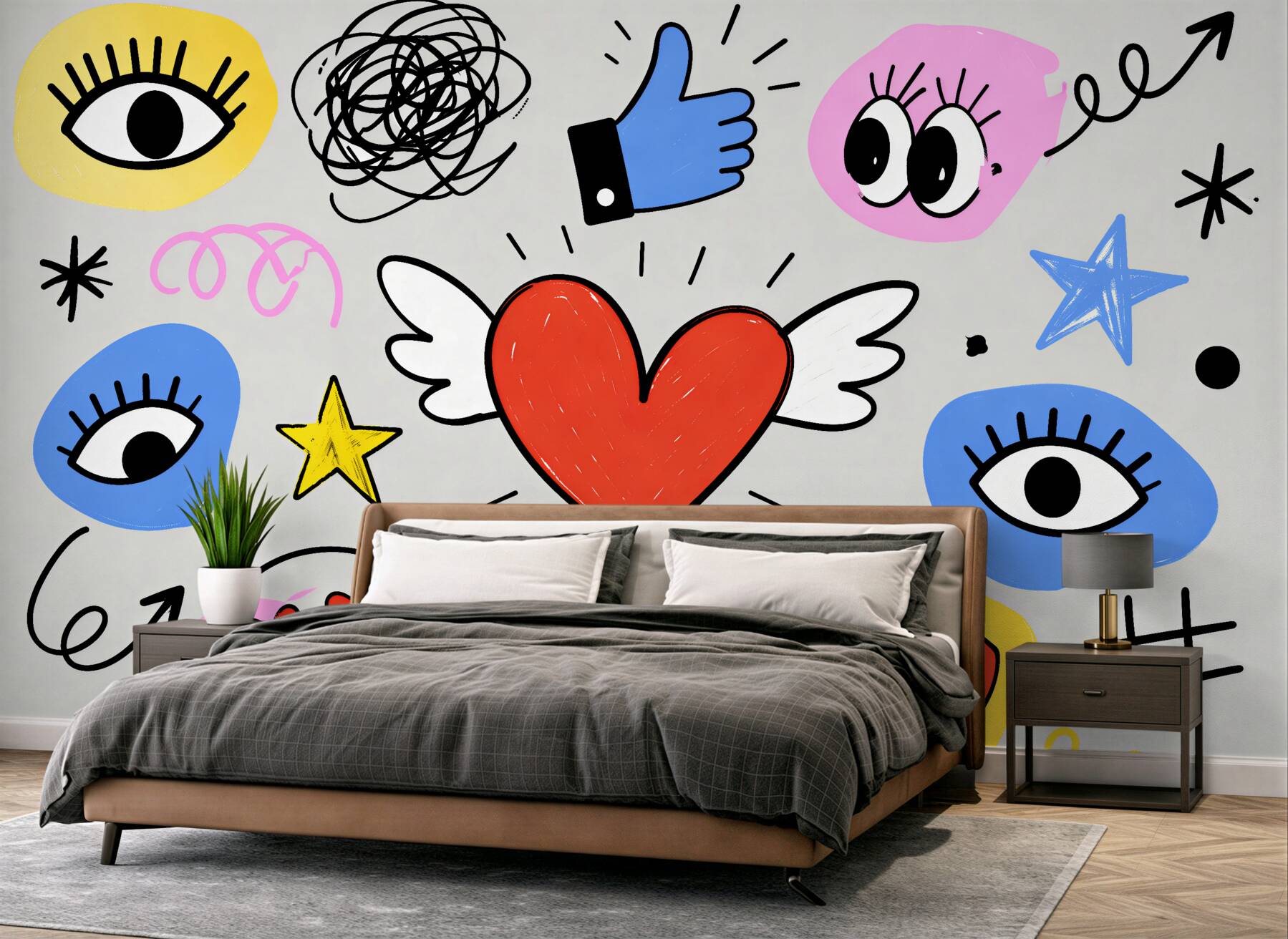 Fototapeten Pop-Art-Herz und Symbole