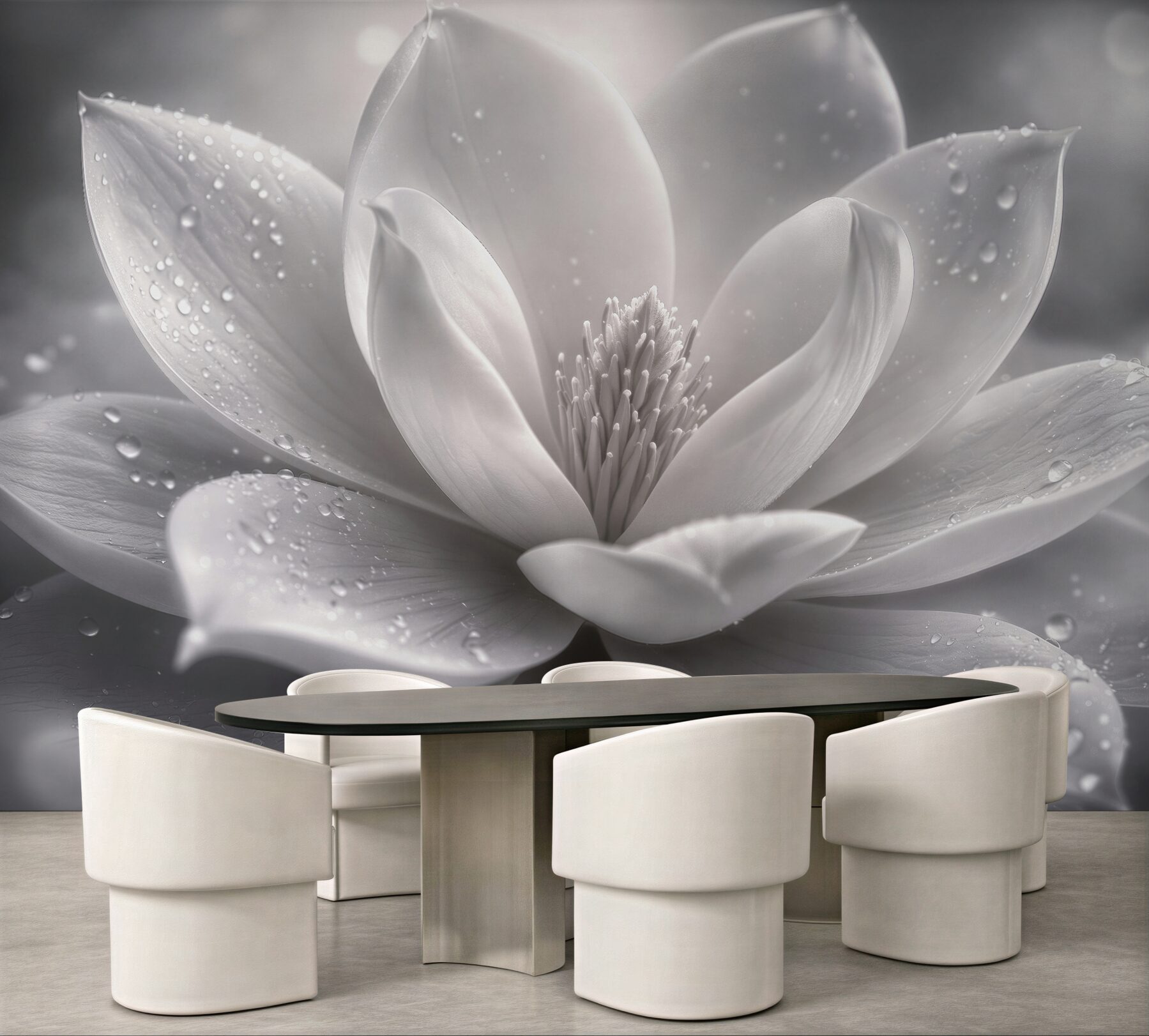Fototapeten Weiße Magnolie mit Tautropfen