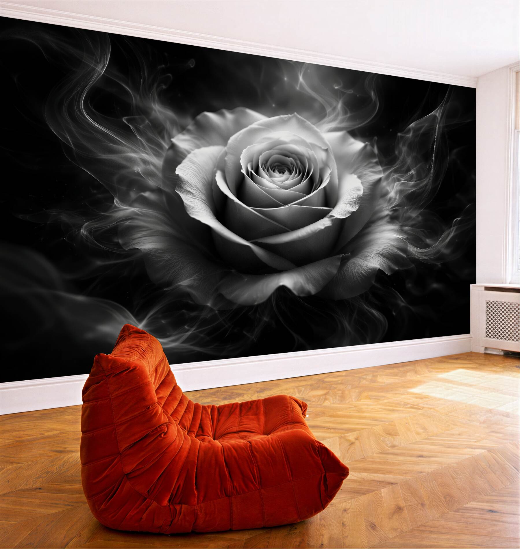 Fototapeten Rauchige Rose in Schwarz