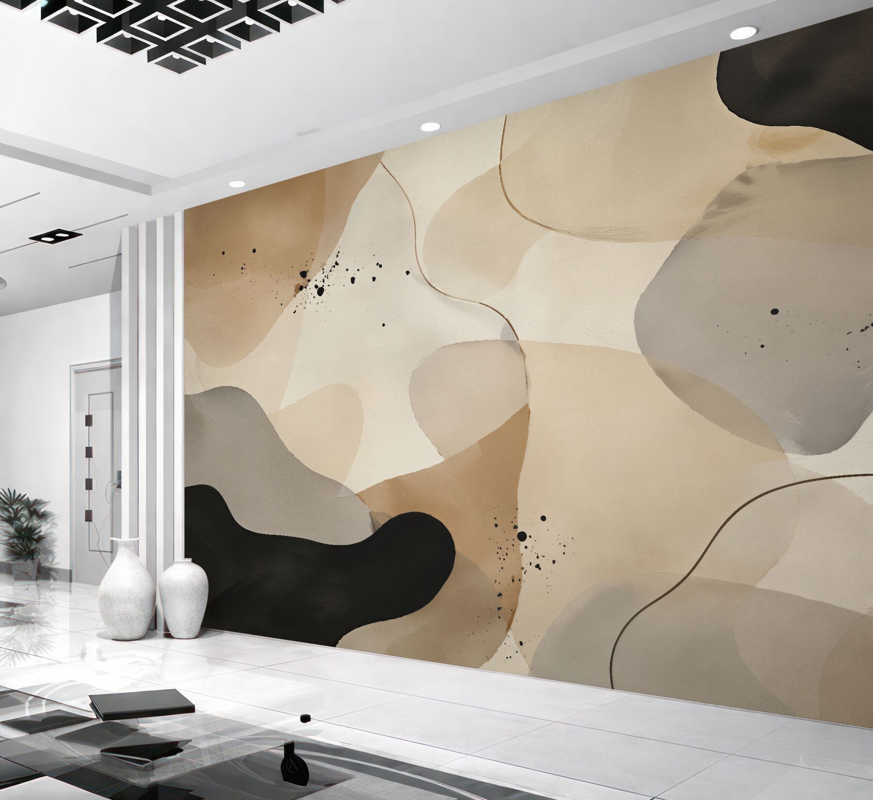 Fototapeten Beige Abstraktion mit Schwarz