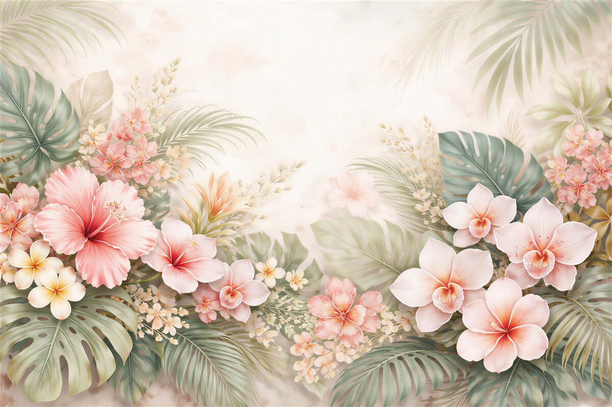 Fototapeten Pastellfarbene Tropen mit Orchideen