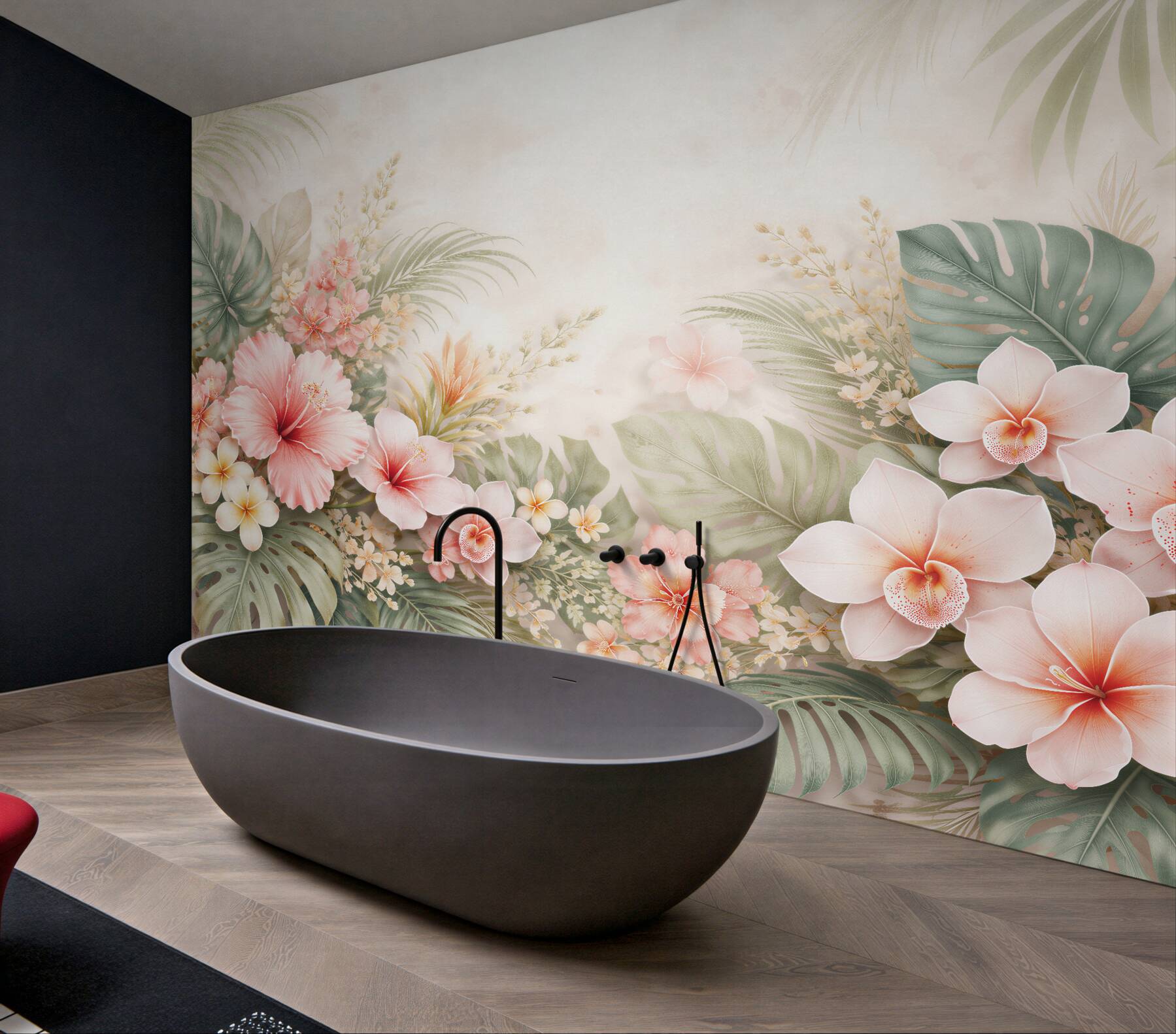 Fototapeten Pastellfarbene Tropen mit Orchideen