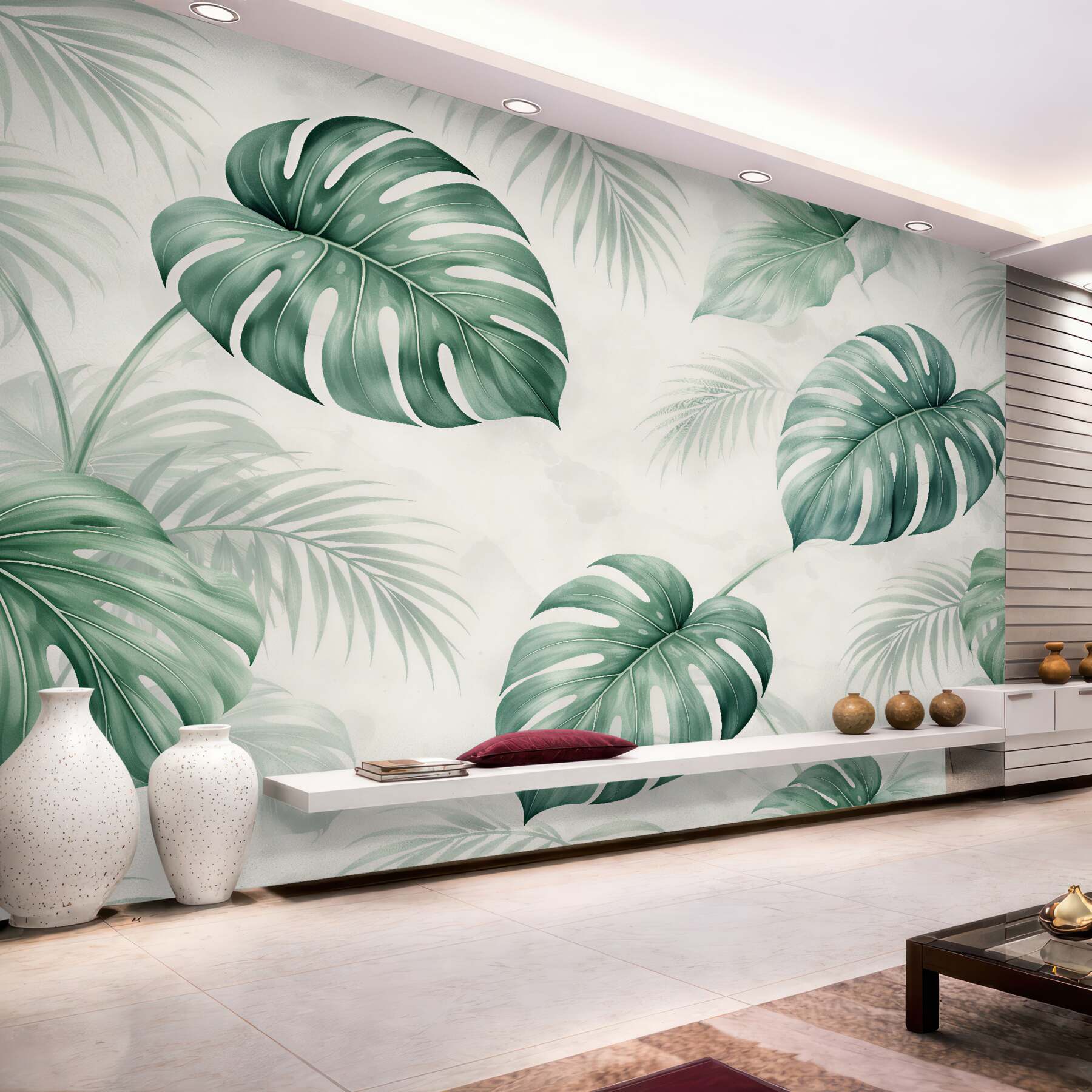 Fototapeten Monstera im subtilen Rhythmus