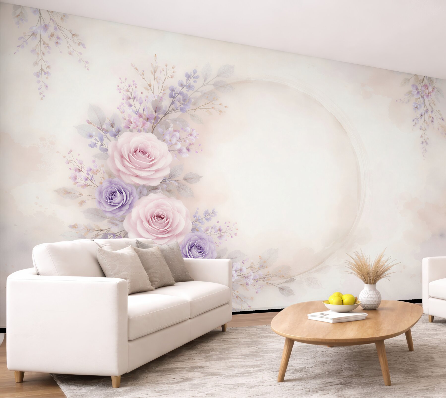Fototapeten Pastellrosa Rosen im romantischen Kreis