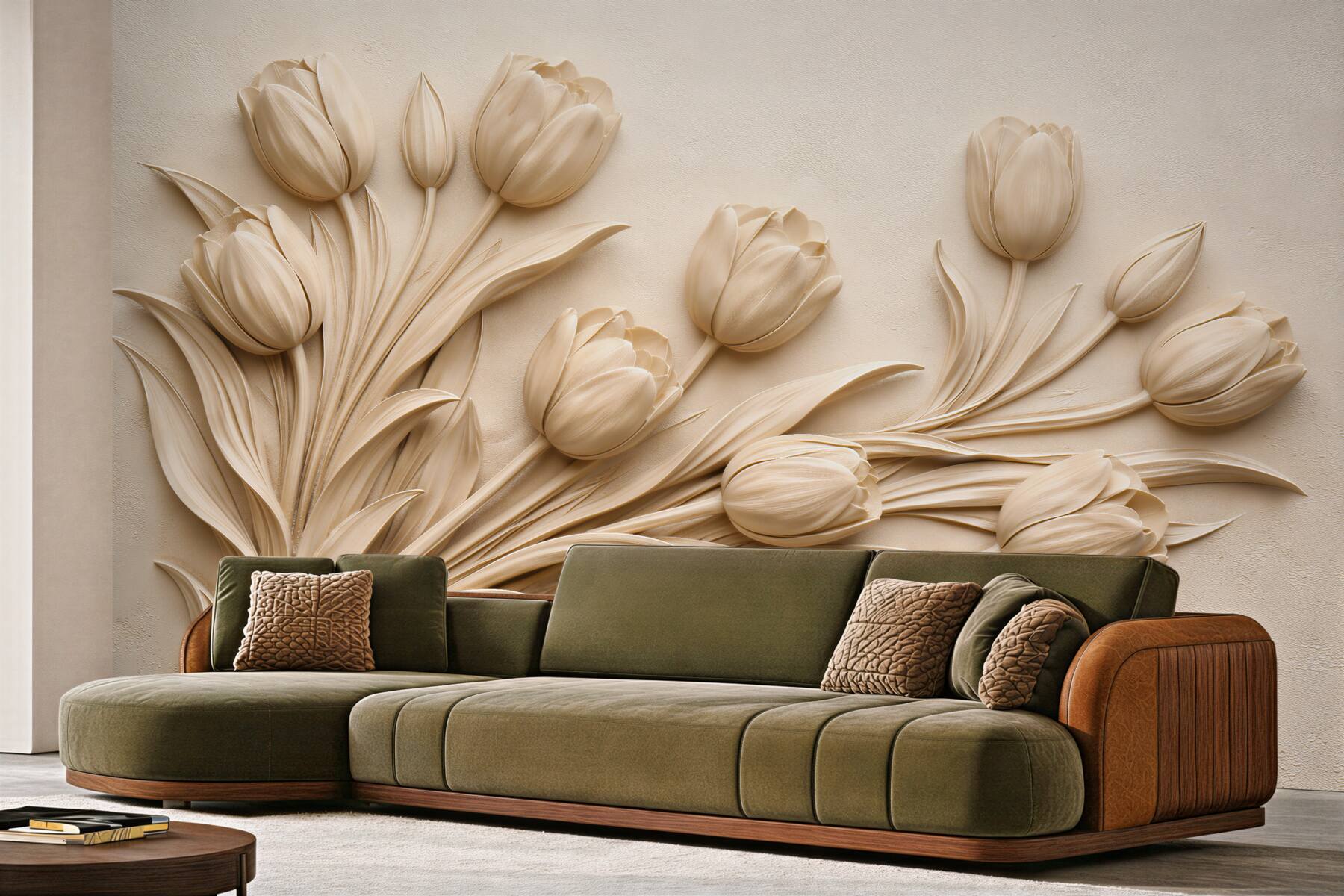 Fototapeten Beige Tulpen in Relief