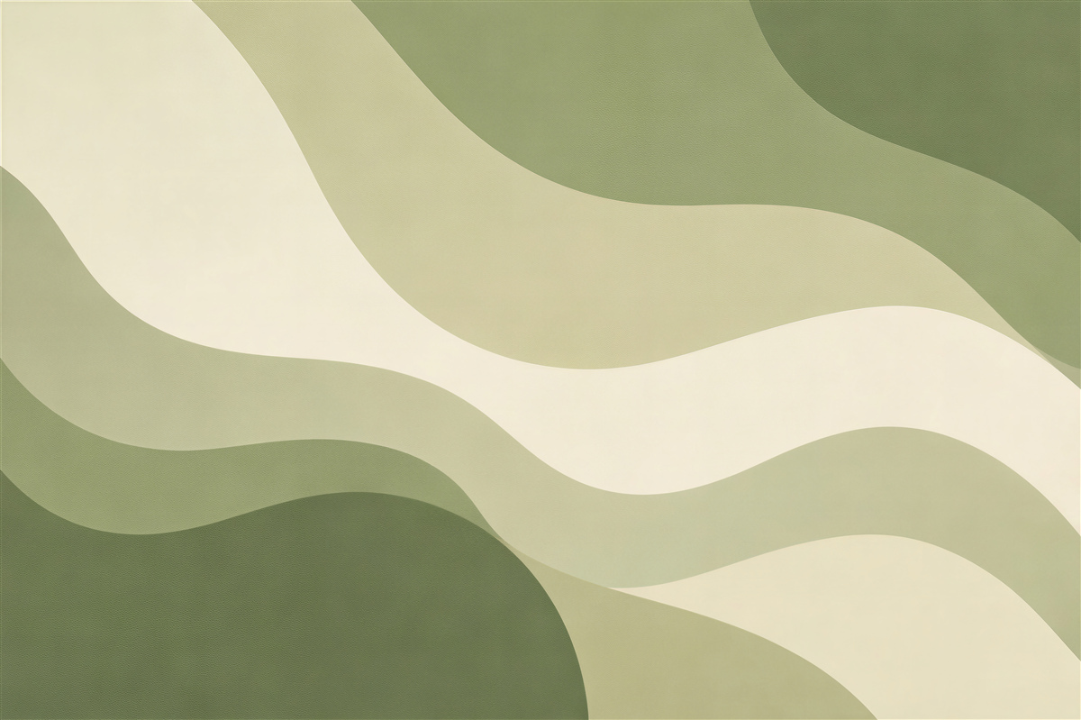 Fototapeten Grüne Wellen im minimalistischen Stil