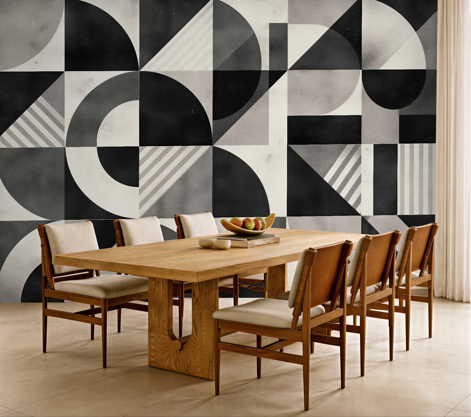Fototapeten Geometrisches Mosaik in Schwarz und Weiß