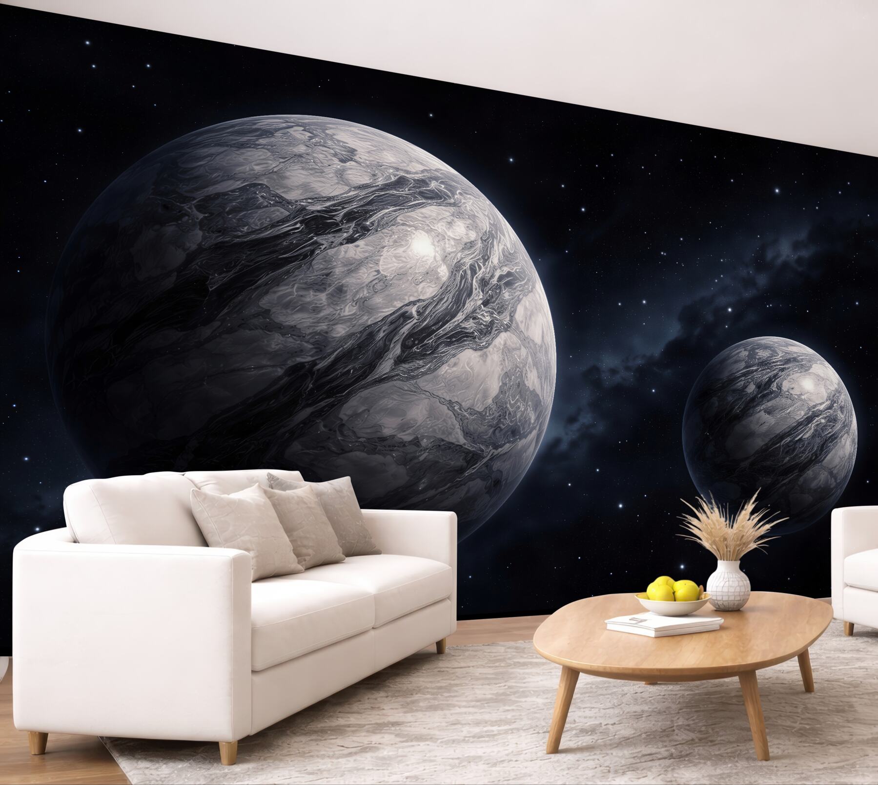Fototapeten Dunkle Planeten in sternenklarer Stille
