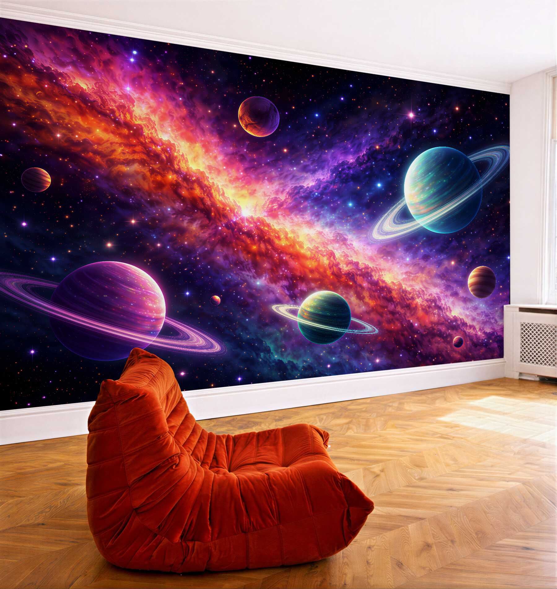 Fototapeten Bunte Planeten in der galaktischen Tiefe
